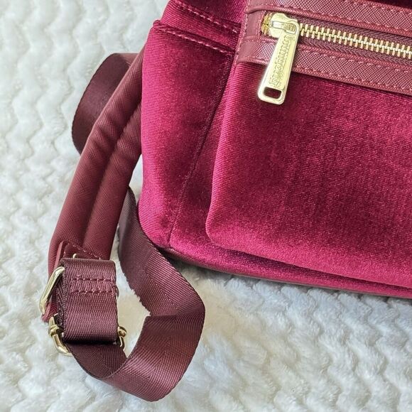 Loungefly Disney Velvet Minnie Mouse Sequined Ears Mini Backpack  Burgundy EUC